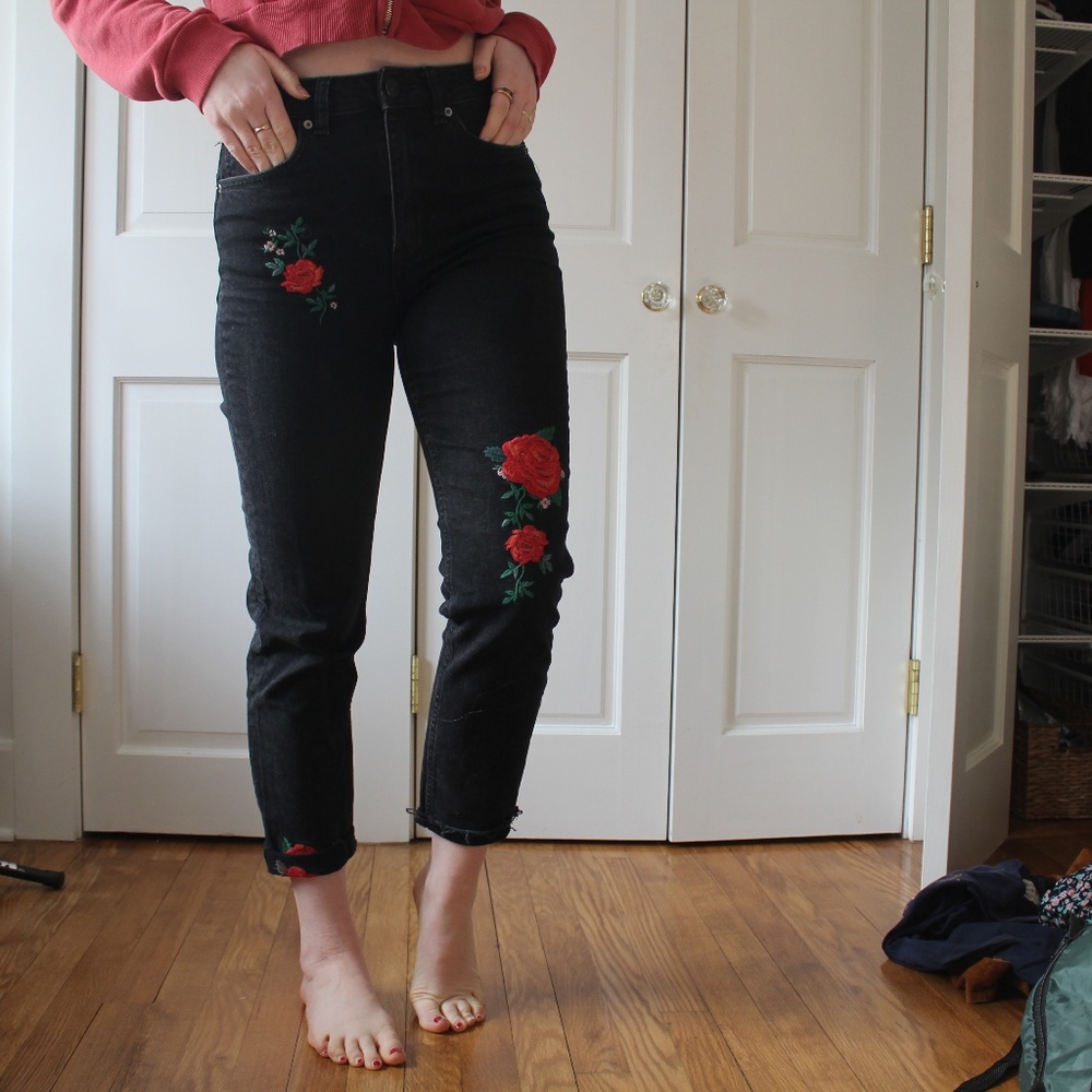 Rose Embroidered Jeans